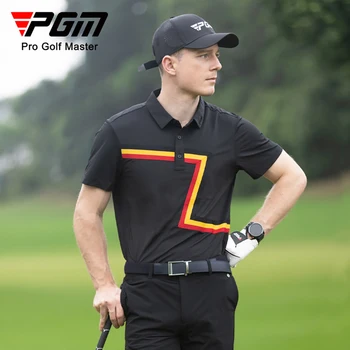 Мужская футболка для гольфа PGM с короткими рукавами, Летний спортивный топ, рубашка-поло, одежда для гольфа, мужская одежда YF579