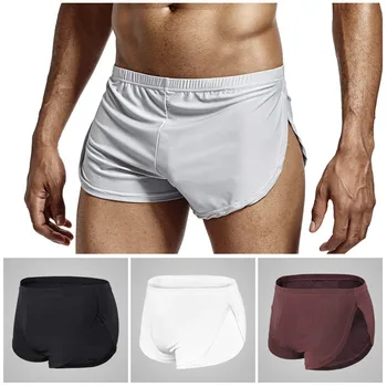 Мужские боксерские шорты с разрезом, летнее модальное нижнее белье, мягкие тканевые сексуальные мужские трусы