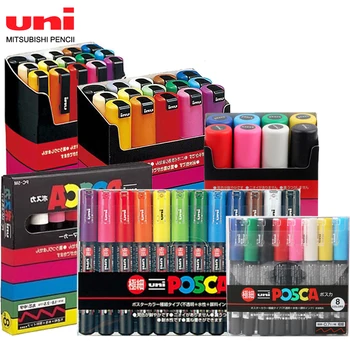 Набор маркеров UNI POSCA PC-1M PC-3M PC-5M Для рисования, Специальный рекламный плакат, Маркеры для граффити, художественные принадлежности