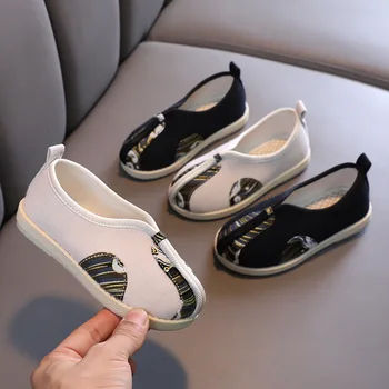 Новая Детская Обувь С Вышивкой, Парусиновая Нескользящая Обувь Для Мальчиков, Танцевальная Обувь Hanfu, Обувь Для Выступлений В Китайском Стиле, Модная Обувь