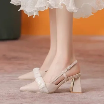 Новые женские туфли на высоком каблуке 2023, Осенняя мода, массивные вечерние туфли с квадратным носком, пикантные замшевые туфли-лодочки, свадебные женские туфли Mary Janes Zapatos