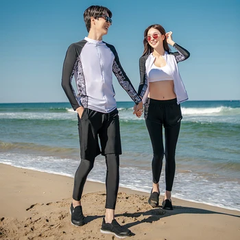 Новые мужские и женские парные купальники, комплект брюк с длинными рукавами, прикрывающий живот и демонстрирующий тонкий консервативный водолазный костюм Hot Spring