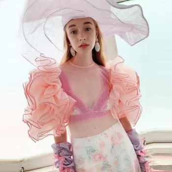 Новые платья из розового тюля, прозрачные, сексуальные, с цветочным узором ручной работы, очень пышные женские платья Макси для вечеринок поверх платья