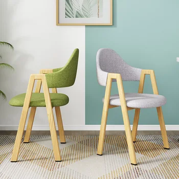 Обеденные стулья в скандинавском стиле, минималистичные железные стулья, бытовые принадлежности, стулья для макияжа, табуретки из массива дерева, стулья со спинками
