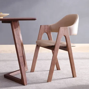 Обеденные стулья для дома из массива дерева в скандинавском стиле, современные минималистичные стулья из натурального дерева