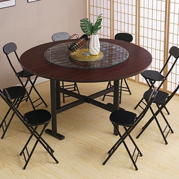 Обеденный стол из скандинавской искусственной доски для домашней мебели, складной стол, многофункциональный, креативный, простой, портативный, большой круглый стол