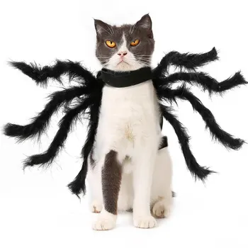 Одежда для домашних животных-пауков на Хэллоуин, аксессуары для собак и кошек, черный паук, страшный реквизит, рюкзак ужасов, пальто для собак, Забавные поделки