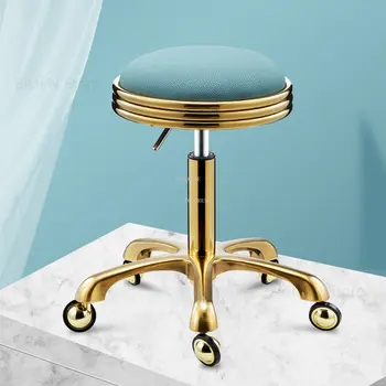 Парикмахерские кресла для салона красоты Iron Art, Парикмахерское кресло на колесиках Nordic, Высокий Табурет, Подвижный Вращающийся стул, мебель colchones, HY