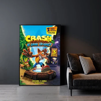 Печать постера игры Crash Bandicoot N. Sane Trilogy, украшение дома, настенная живопись (без рамки)