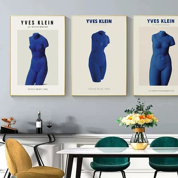 Плакаты на скандинавскую тему, Выставочная галерея Yves Klein Blue, холст, живопись, Абстрактные настенные рисунки для современного домашнего декора гостиной