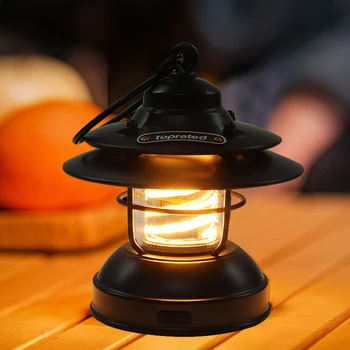 Портативный Мини-фонарь для кемпинга, перезаряжаемый через USB, Ретро подвесная лампа для кемпинга, фонарик, наружное освещение, Снаряжение для кемпинга