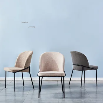 Роскошный обеденный стул Nordic Light, Домашний стул со спинкой, Современный повседневный стул для переговоров в ресторане, кафе из ткани, Кухонная мебель