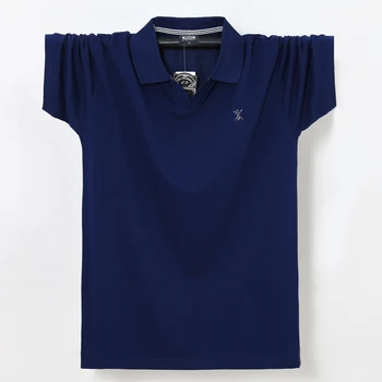 Рубашка поло с мужским отворотом 2023, Летние хлопковые топы с коротким рукавом и вышивкой, роскошная мужская одежда, рубашка поло для мужчин, плюс размер 6XL