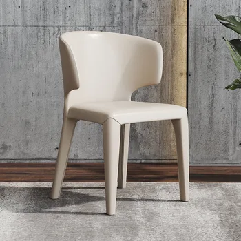 Скандинавские кожаные обеденные стулья для домашней мебели Современный минималистичный обеденный стул для отдыха Дизайнерский Легкий Роскошный стул со спинкой