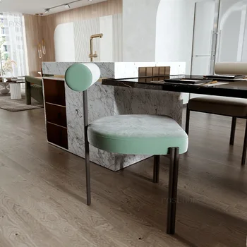 Скандинавские обеденные стулья Тканевая гостиная Дом Небольшая квартира Дизайнерское кресло для отдыха со спинкой Легкое Роскошное Модное обеденное кресло