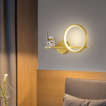 Скандинавский настенный светильник для спальни, мультяшный креативный светильник для детской комнаты, простой теплый прикроватный светильник для мальчиков и девочек, настенный светильник