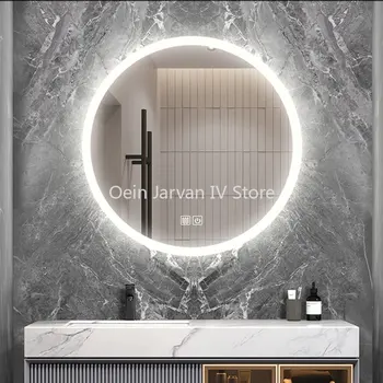 Современные круглые декоративные зеркала со светодиодной подсветкой, минималистичный дизайн, Роскошные декоративные зеркала для ванной комнаты, креативный Wandspiegel Home Decor WZ50DM