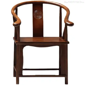 Стул из массива дерева, круглый стул, Официальный стул для шляп, китайский стул, антикварный чайный столик, трехсекционный чайный стул с простой спинкой