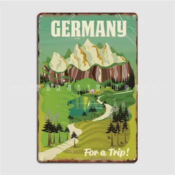 Туристический плакат в винтажном стиле из Германии, металлическая табличка, плакат для декора стен кухни, настенная пещера, изготовленный на заказ жестяной плакат с вывеской