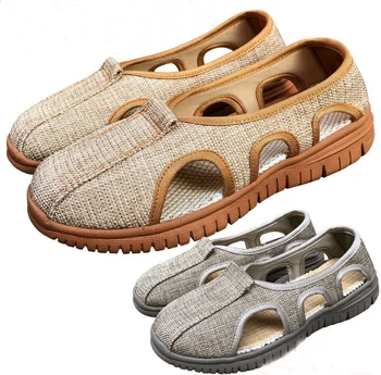 Унисекс Летние льняные сандалии для медитации zen lay высшего качества, буддийские туфли-архаты lohan, обувь шаолиньского монаха кунг-фу