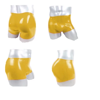 Чистое латексное нижнее белье 2019 года Унисекс, Обтягивающие Желтые боксерские шорты 0,4 мм, Размер XXS-XXL
