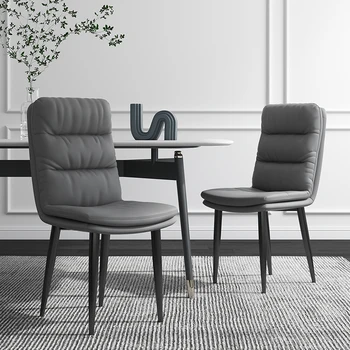 Эргономичные стулья со спинками, кожаные стулья для гостиной в итальянском стиле, Минималистичные стулья для столовой, Металлические шезлонги, мебель для дома Salle Manger